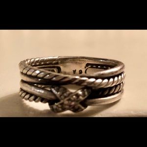 David Yurman crossover ring with diamonds